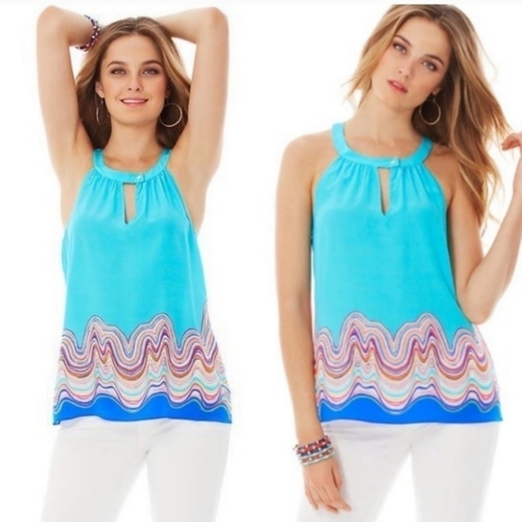 Lilly Pulitzer Tops - Lilly Pulitzer silk rohan tank shorely blue